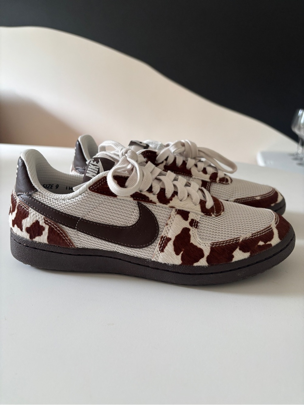 Nike womens Brown & White Cow Print Sneakers